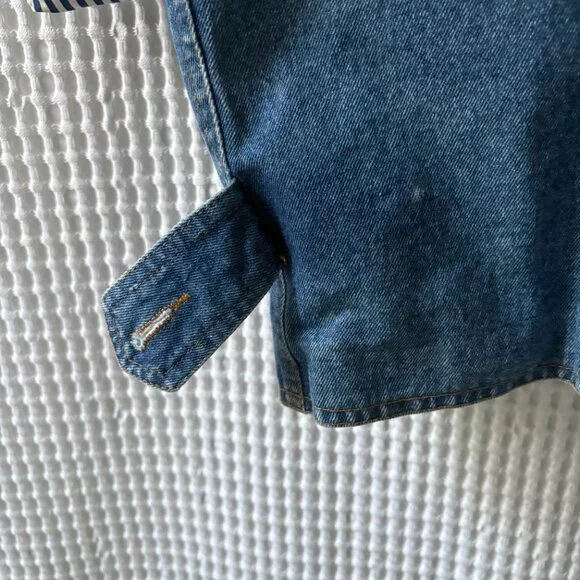 Vintage French Navy lined denim jacket chore coat workwear women's S [READ] - Picture 6 of 8